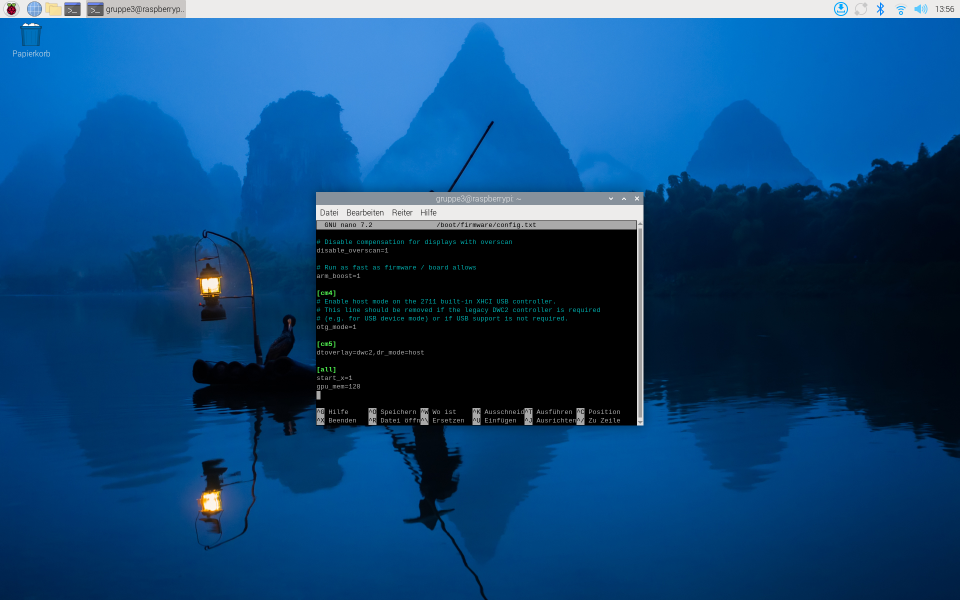 Konfiguration geändert für die Kamera