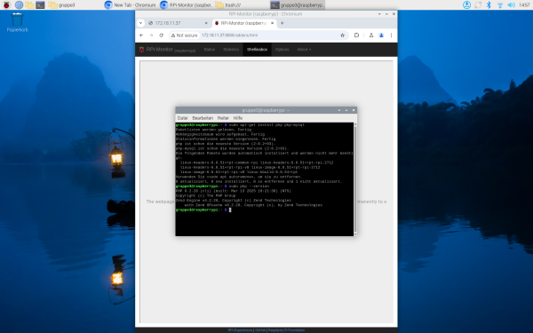 Folgende Befehle haben wir eingegeben